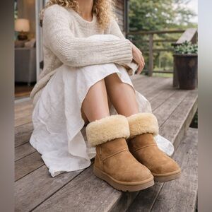 UGG Classic Short Shearling Boots W 6 Timeless Western Winter Casual Suede BOHO